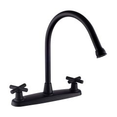 Mezcladora para Fregadero 8" con Manerales de Cruceta Negro Mate Dica