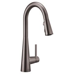 Monomando Sleek de Arco Alto para Cocina con Rociador Extraíble Negro Inoxidable Moen