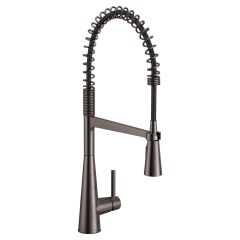 Monomando Sleek para Cocina con Rociador Extraíble de Preenjuague Negro Inoxidable Moen