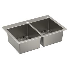 Tarja Doble Serie 1800 de Acero Inoxidable Calibre 18 para Sobreponer o Bajocubierta 83.8 x 55.9 cm Moen