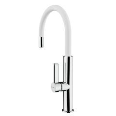 Grifo de cocina monomando con caño giratorio y aireador anti-calcáreo. Blanco Teka FOT 995