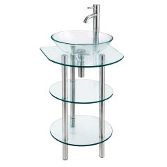 Tocador de Cristal Templado para Baño con 2 Repisas Atenea